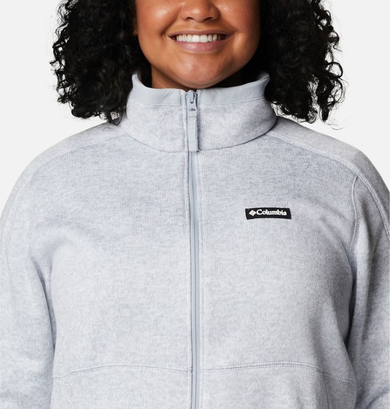 Jachete Din Lână Columbia Pulovere Weather Full Zip Dama Gri Deschis | Plus Size ZT7MA80QZ